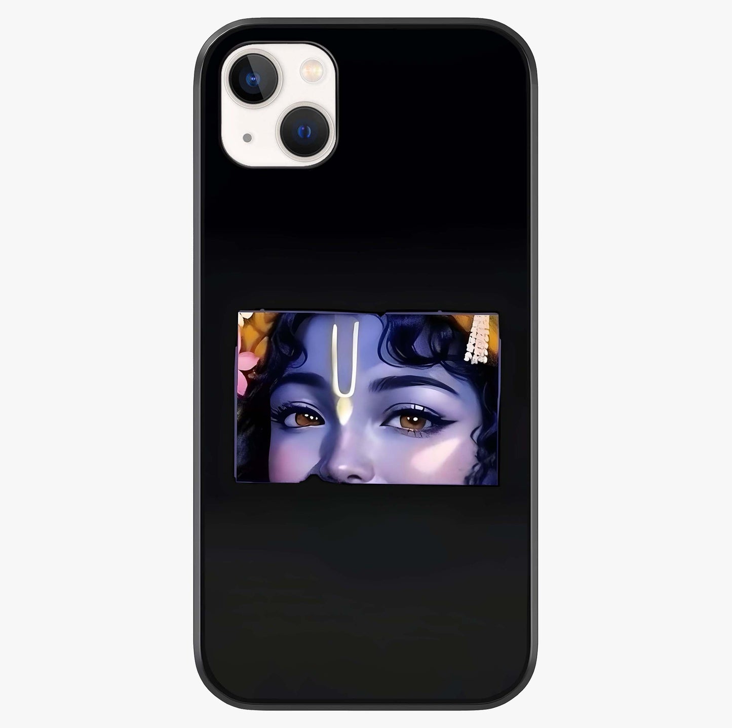 Krishna Divine Embrace Glass Case showing full back design in clean flat view with glossy glass finish.