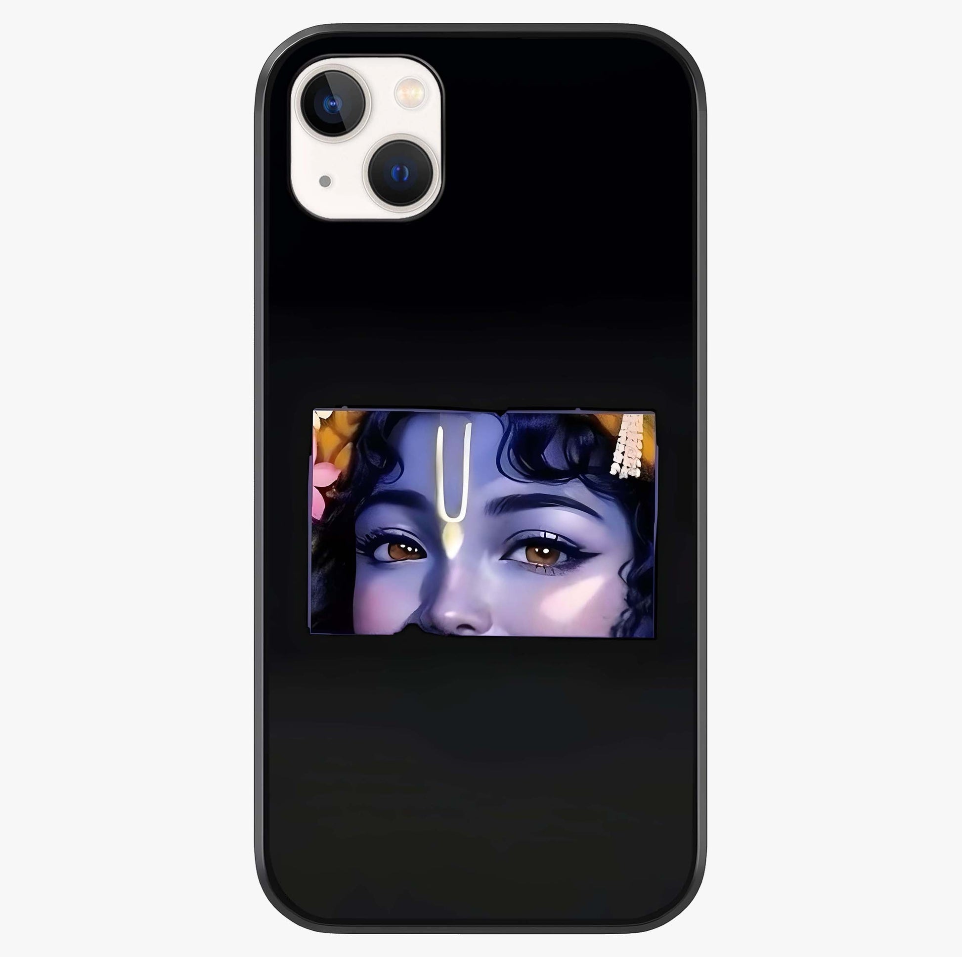 Krishna Divine Embrace Glass Case showing full back design in clean flat view with glossy glass finish.