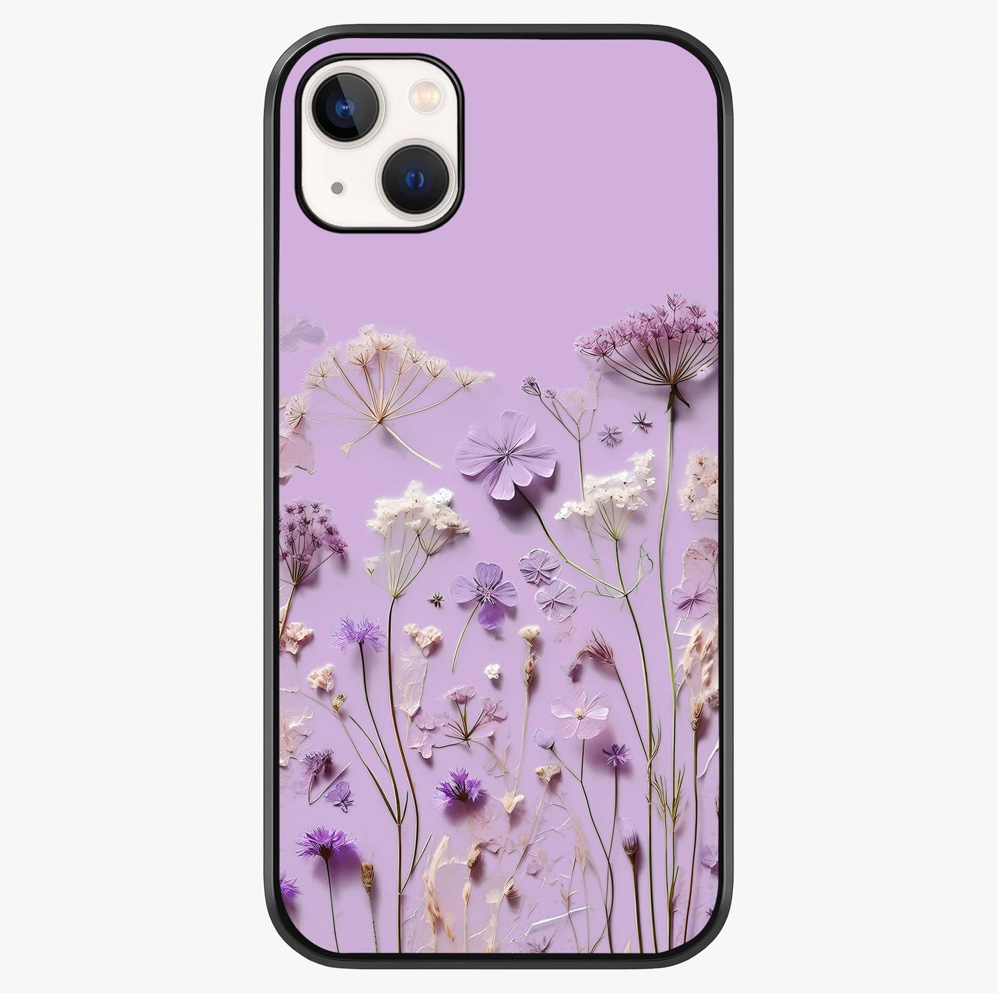 Lavender Blossom Dream Glass Case showing full back design in clean flat view with glossy glass finish.