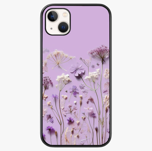 Lavender Blossom Dream Glass Case showing full back design in clean flat view with glossy glass finish.