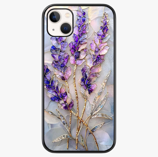 Lavender Dream Glow Glass Case showing full back design in clean flat view with glossy glass finish.