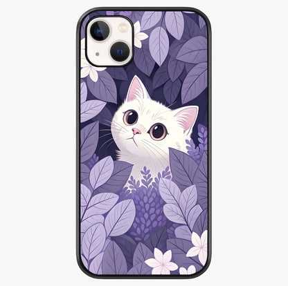 Lilac Hide Peek Cat Glass Case showing full back design in clean flat view with glossy glass finish.