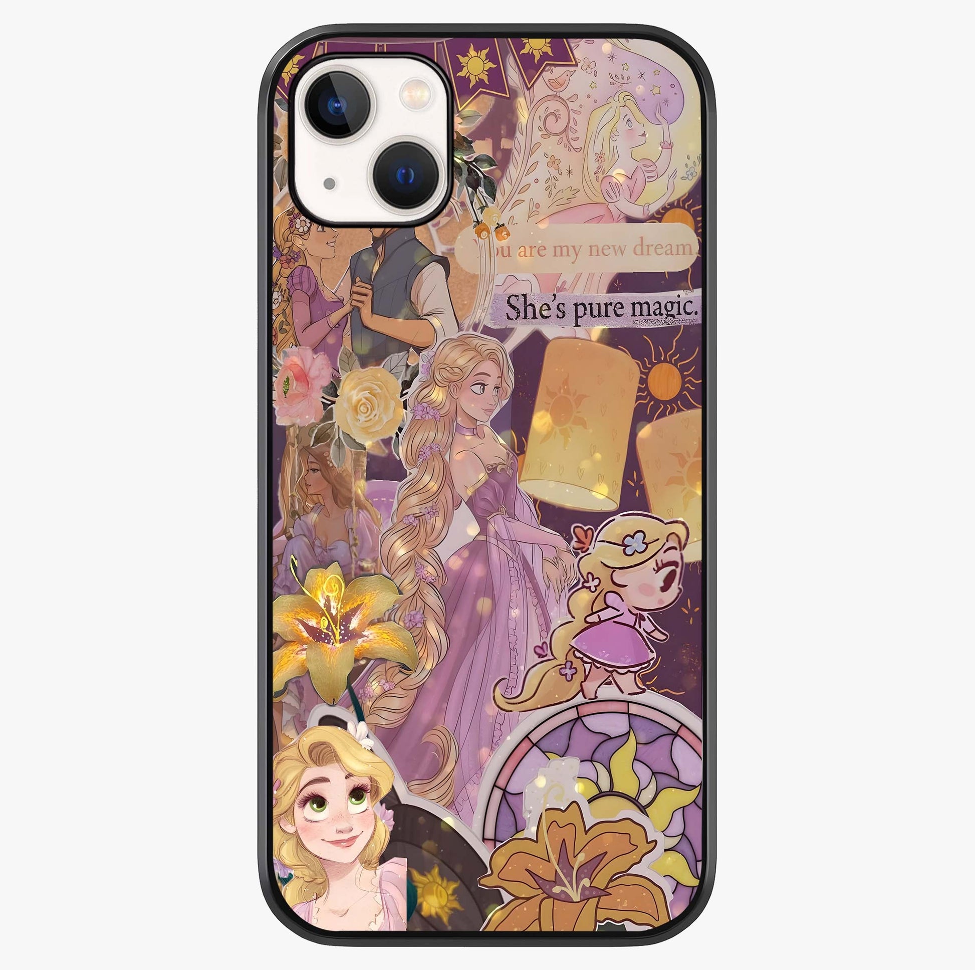 Magical Tangled Dream Glass Case showing full back design in clean flat view with glossy glass finish.