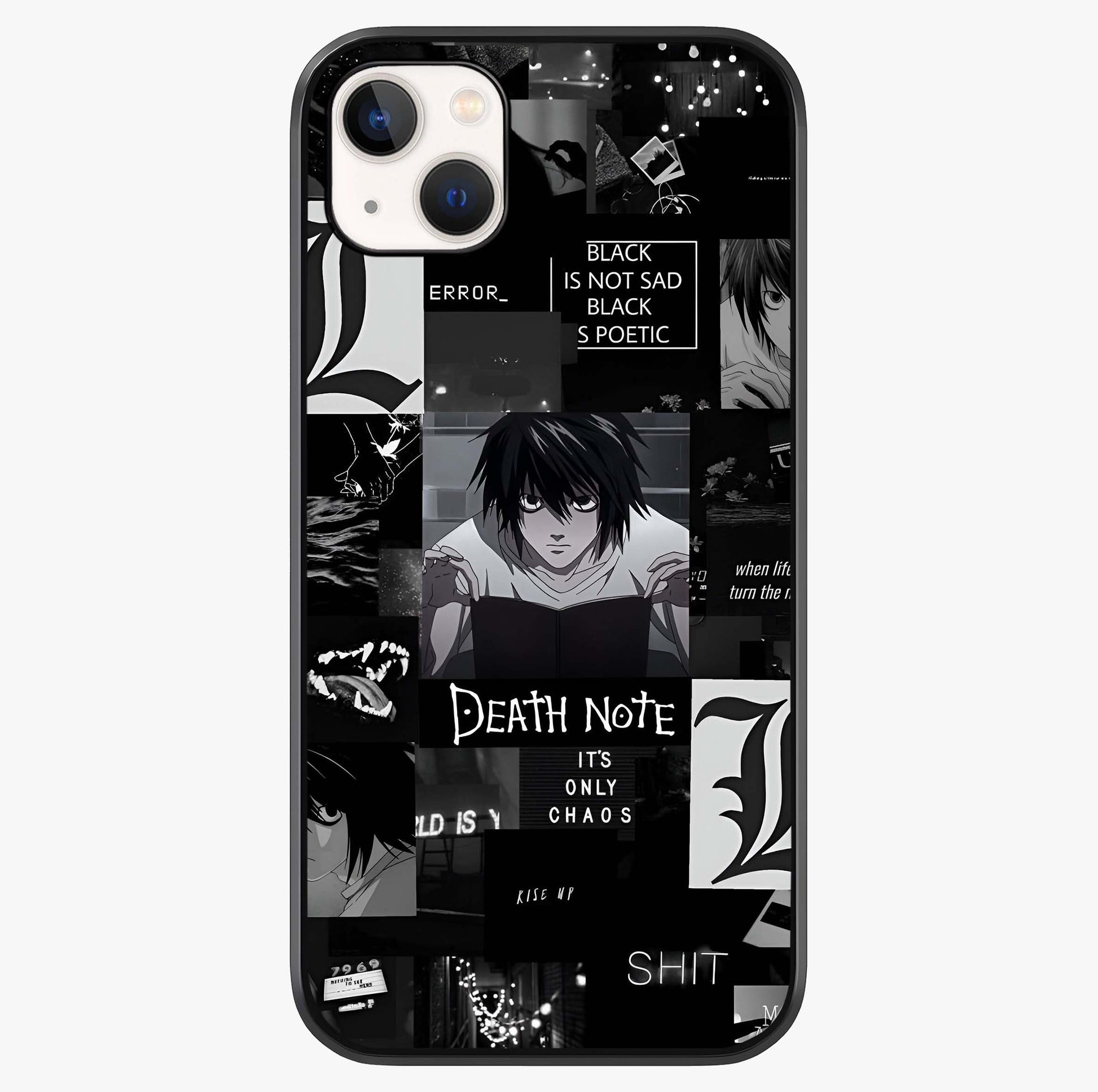 Midnight Chaos Mind Glass Case showing full back design in clean flat view with glossy glass finish.