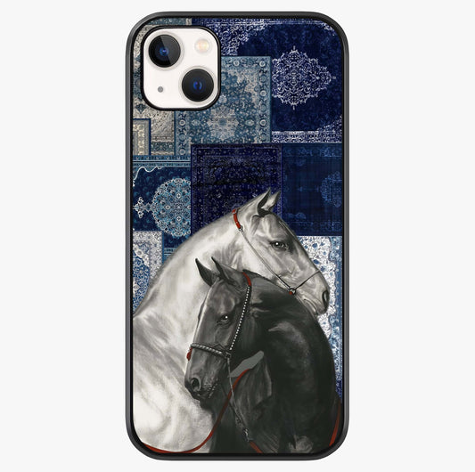 Midnight Stallion Blues Glass Case showing full back design in clean flat view with glossy glass finish.