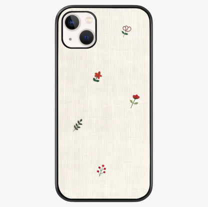 Minimal Petal Whispers Glass Case showing full back design in clean flat view with glossy glass finish.