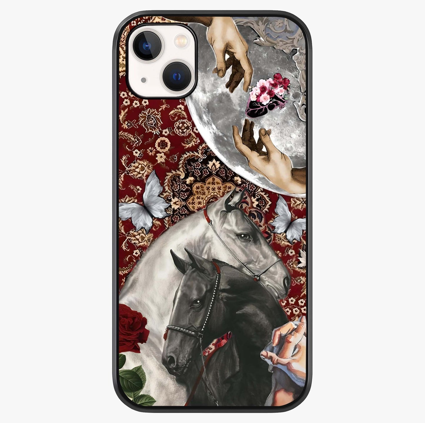 Moonlit Royal Stallion Glass Case showing full back design in clean flat view with glossy glass finish.