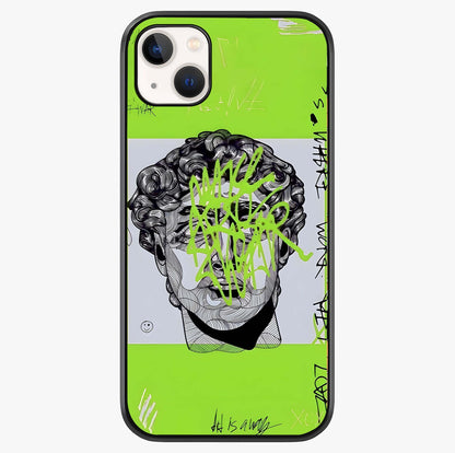 Neo Graffiti Rebellion Glass Case showing full back design in clean flat view with glossy glass finish.