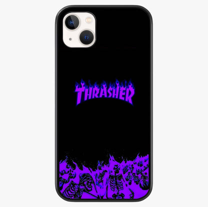 Neon Flame Riot Glass Case showing full back design in clean flat view with glossy glass finish.