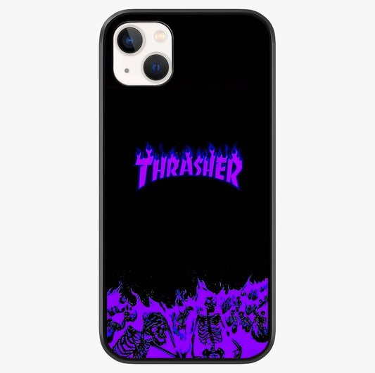 Neon Flame Riot Glass Case showing full back design in clean flat view with glossy glass finish.