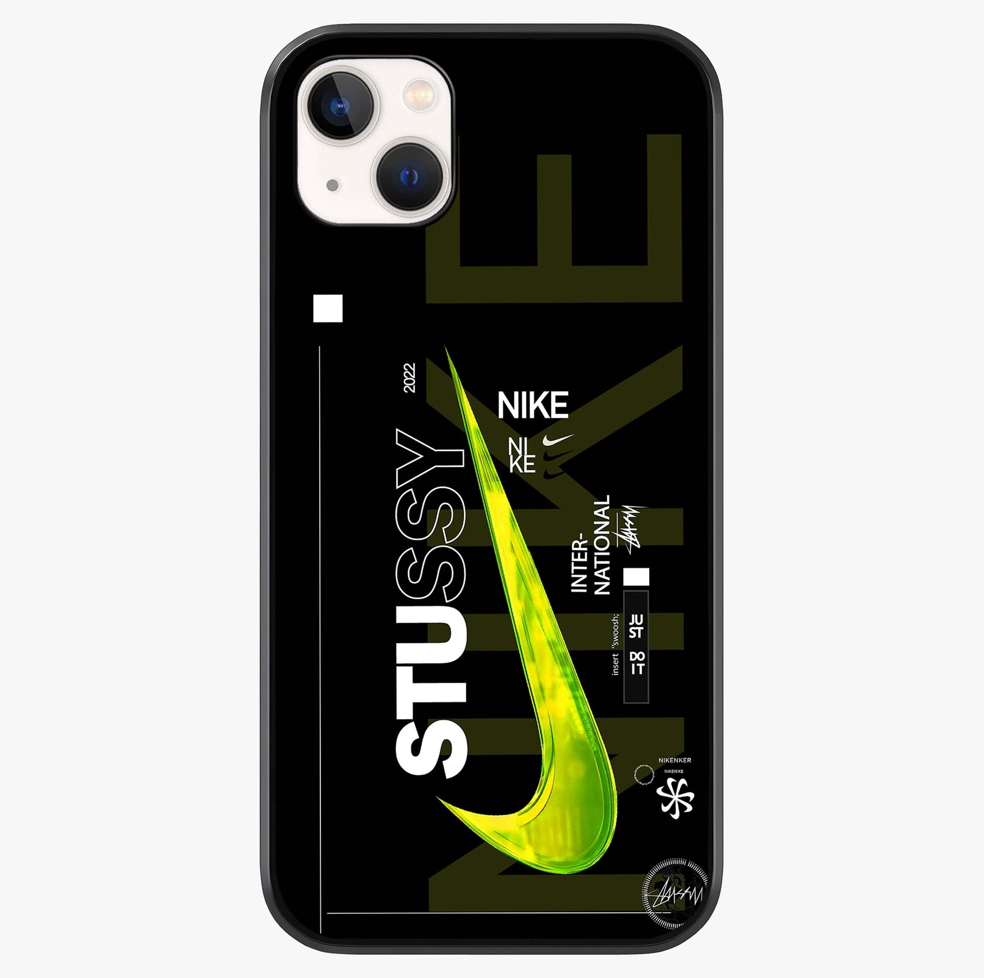 Neon Street Edition Glass Case showing full back design in clean flat view with glossy glass finish.