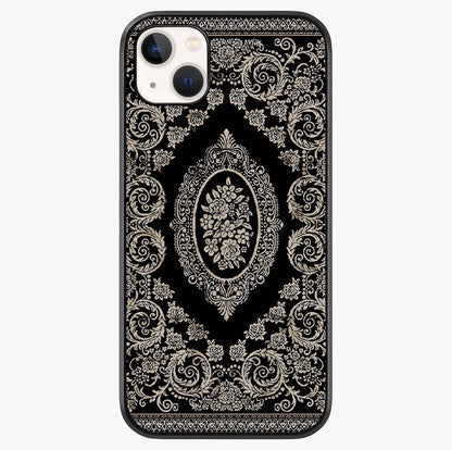 Noir Bloom Elegance Glass Case showing full back design in clean flat view with glossy glass finish.