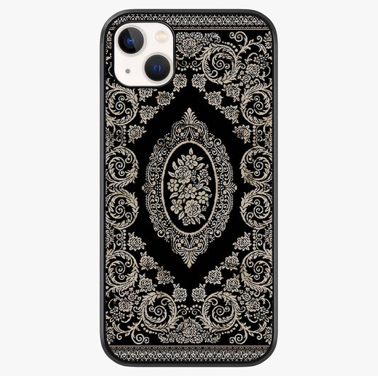 Noir Bloom Elegance Glass Case showing full back design in clean flat view with glossy glass finish.