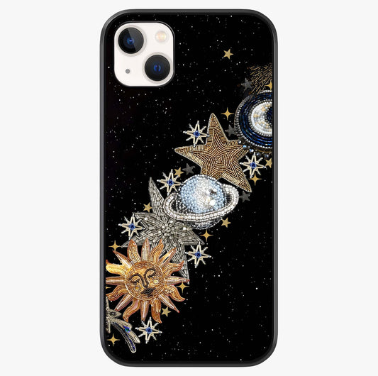 Pearls Universe Object Glass Case showing full back design in clean flat view with glossy glass finish.