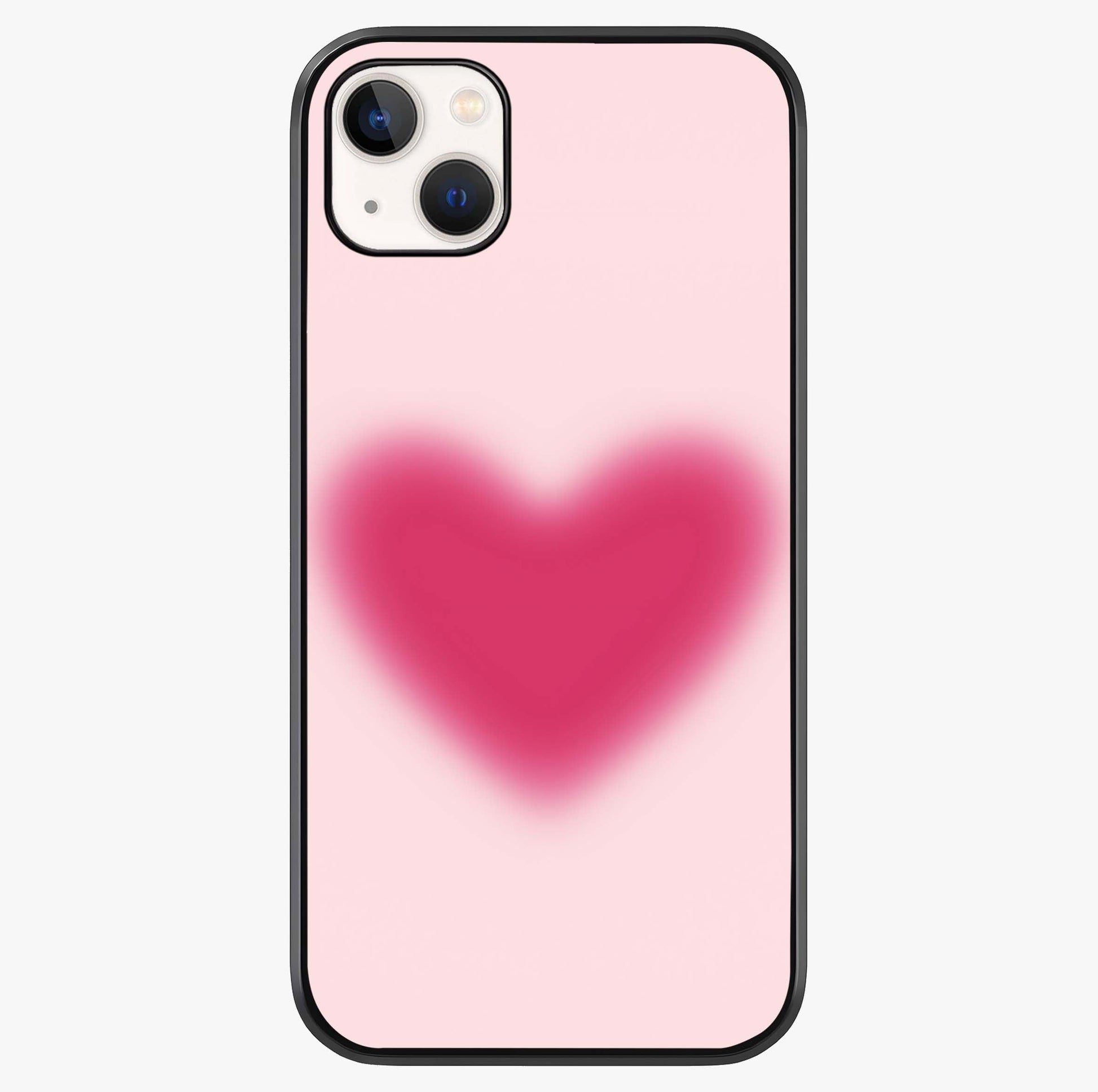 Pink Aura Heart Glass Case showing full back design in clean flat view with glossy glass finish.