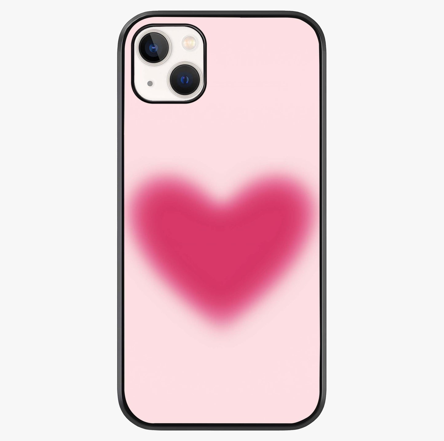 Pink Aura Heart Glass Case showing full back design in clean flat view with glossy glass finish.
