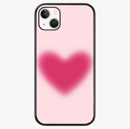 Pink Aura Heart Glass Case showing full back design in clean flat view with glossy glass finish.