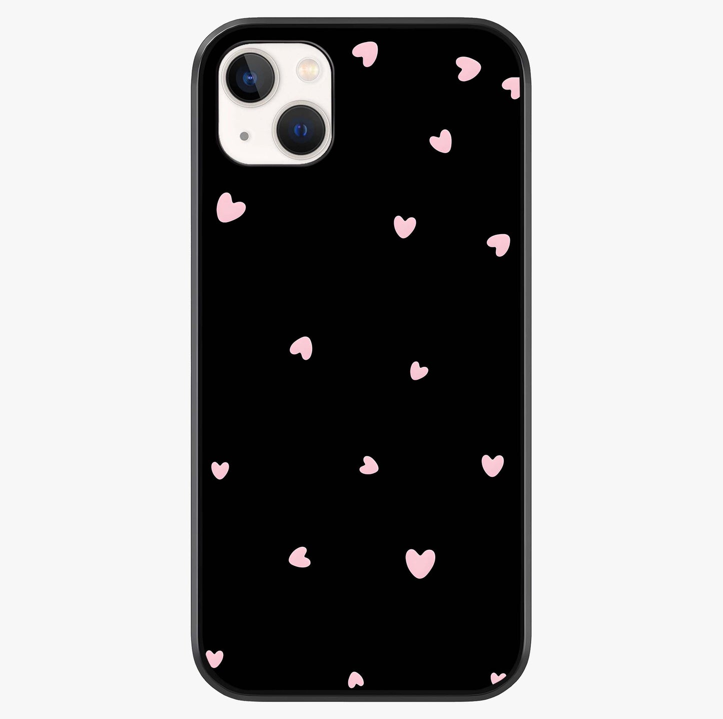 Pink Love Drops Glass Case showing full back design in clean flat view with glossy glass finish.