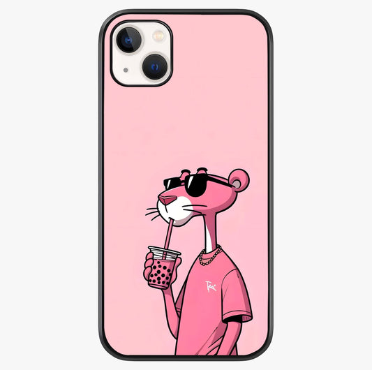 Pink Panther Glass Case showing full back design in clean flat view with glossy glass finish.