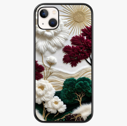 Radiant Bloom Elegance Glass Case showing full back design in clean flat view with glossy glass finish.