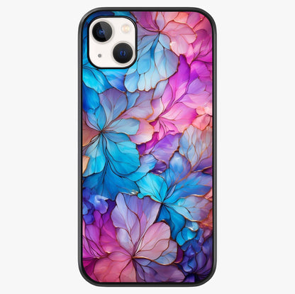 Radiant Floral Whirl Glass Case showing full back design in clean flat view with glossy glass finish.