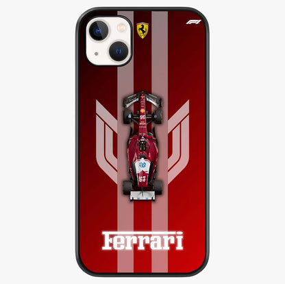 Red Ferrari F1 Vertical Glass Case showing full back design in clean flat view with glossy glass finish.