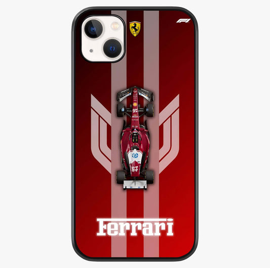 Red Ferrari F1 Vertical Glass Case showing full back design in clean flat view with glossy glass finish.