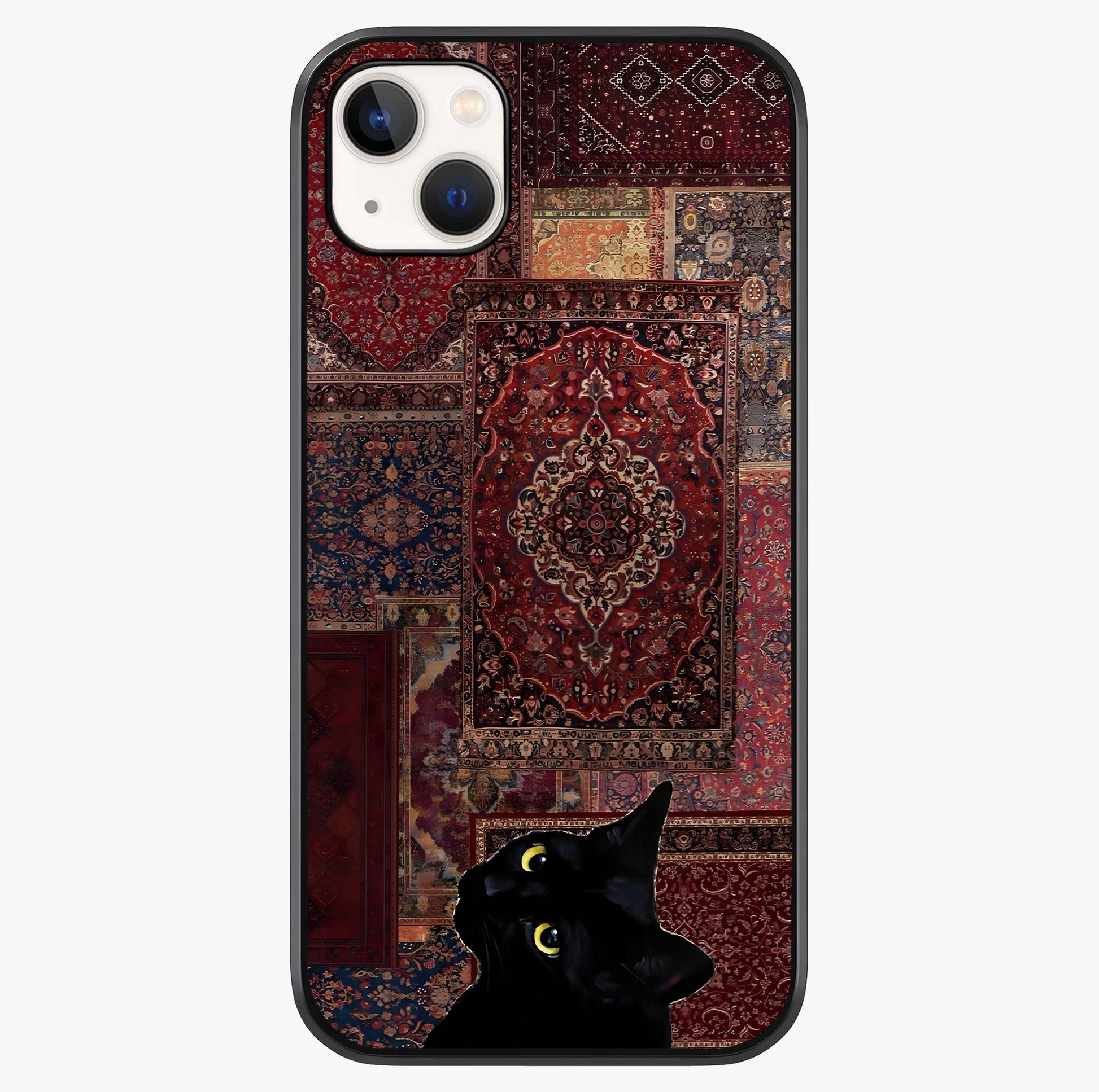 Regal Magic Cat Apple Glass Case showing full back design in clean flat view with glossy glass finish.