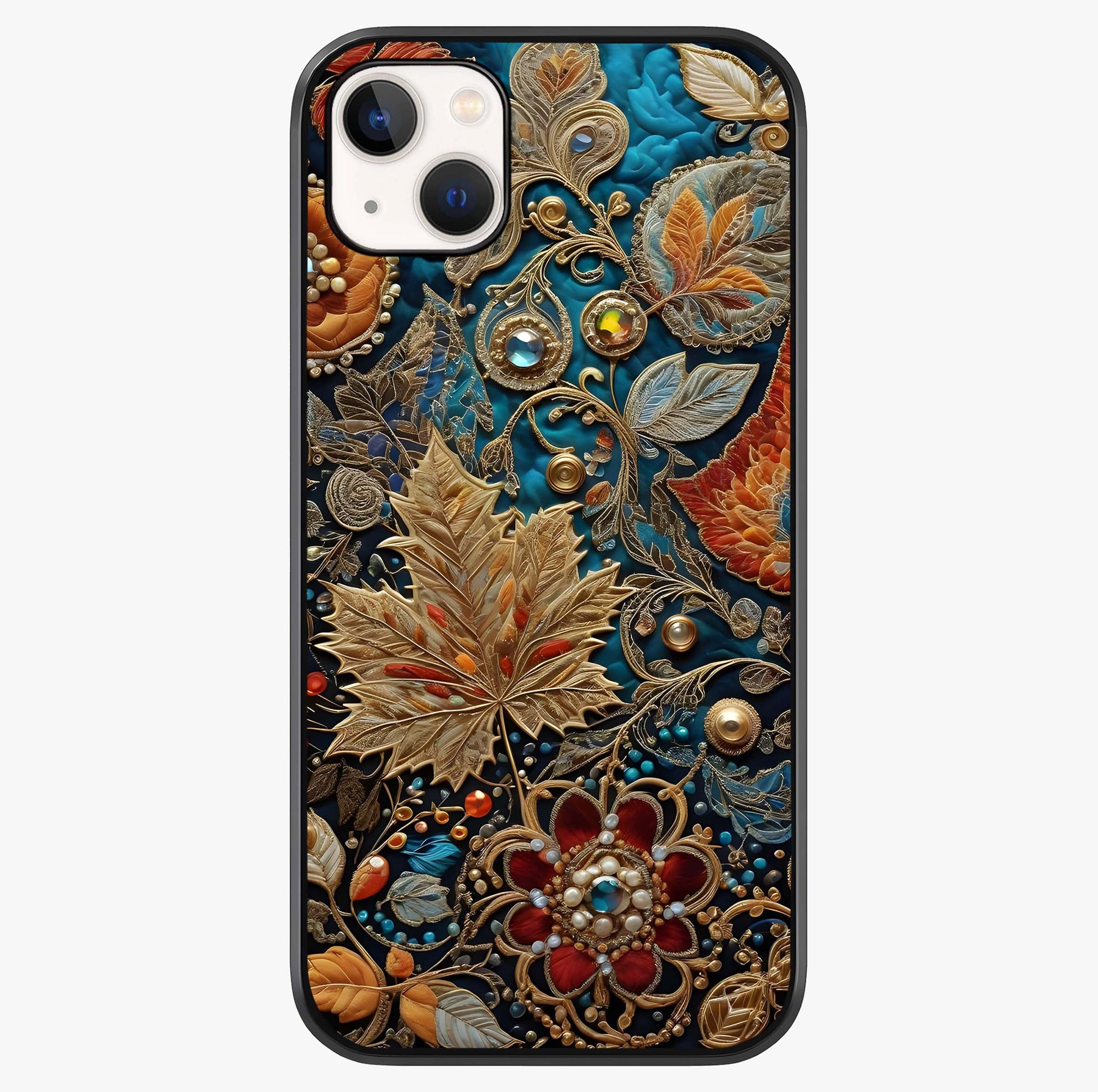 Royal Jewel Garden Glass Case showing full back design in clean flat view with glossy glass finish.