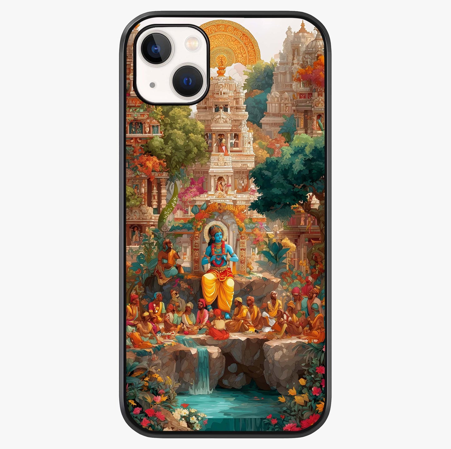 Sacred Sunlight Gods Glass Case showing full back design in clean flat view with glossy glass finish.