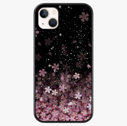 Small Starry Flowers Glass Case showing full back design in clean flat view with glossy glass finish.