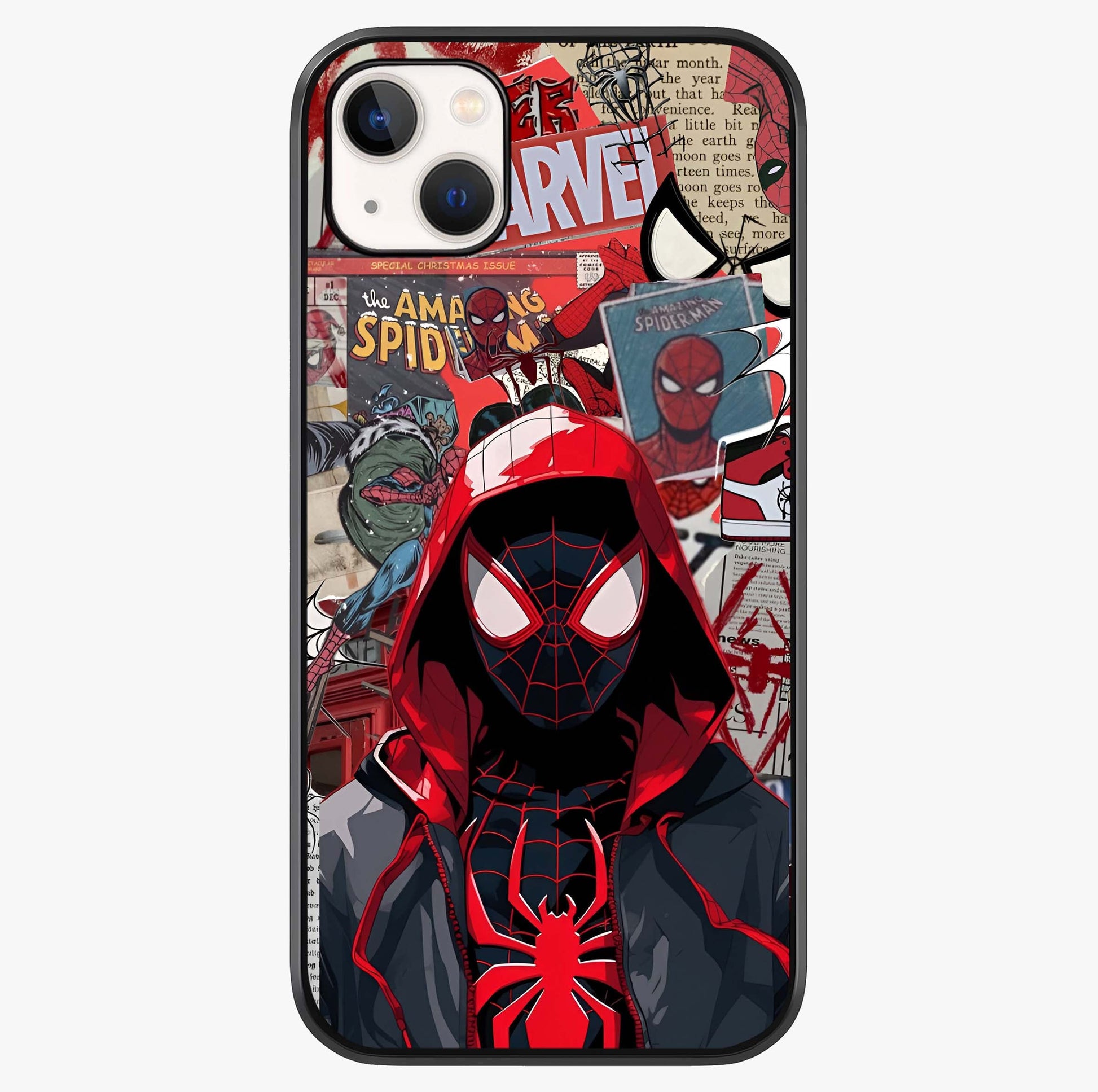 Spider Collage Street Glass Case showing full back design in clean flat view with glossy glass finish.