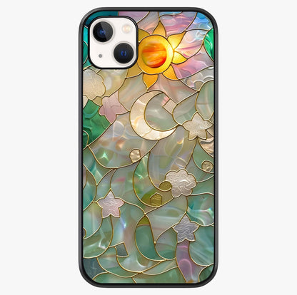 Stained Sunrise Glow Glass Case showing full back design in clean flat view with glossy glass finish.