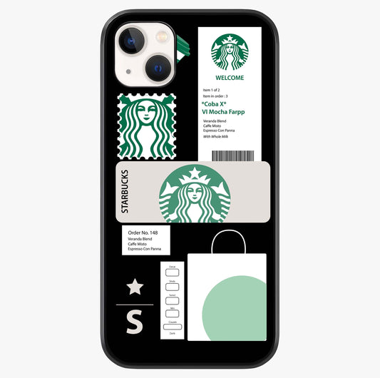 Starbucks Mocha Glass Case showing full back design in clean flat view with glossy glass finish.