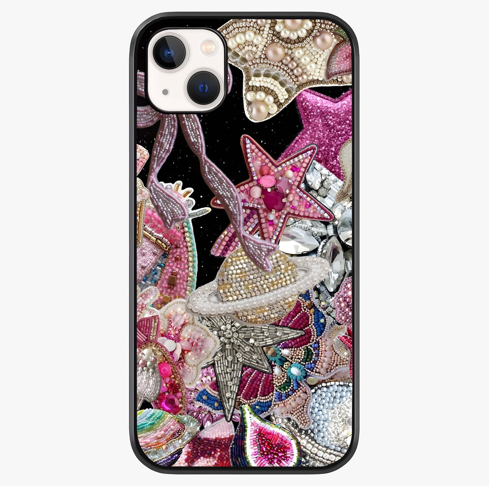 Starlit Jewel Dream Glass Case showing full back design in clean flat view with glossy glass finish.