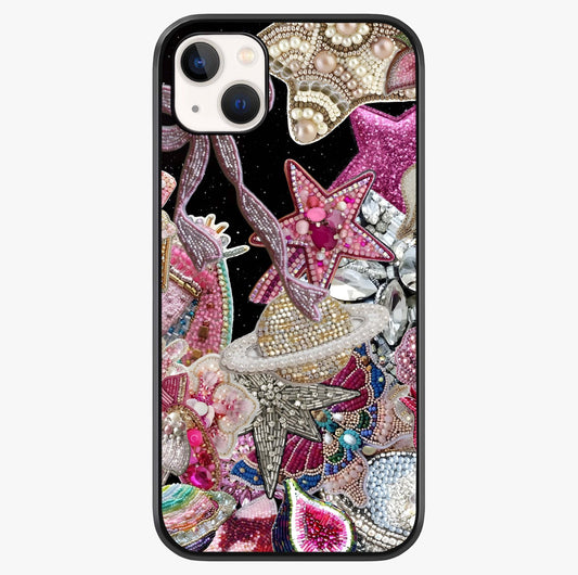 Starlit Jewel Dream Glass Case showing full back design in clean flat view with glossy glass finish.