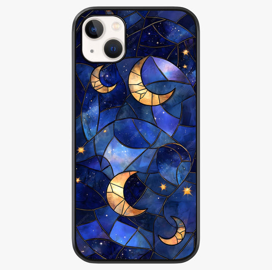 Starlit Sky Tapestry Glass Case showing full back design in clean flat view with glossy glass finish.