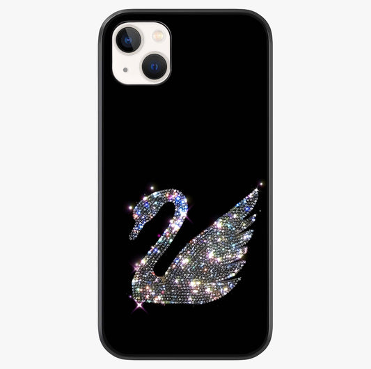 Starlit Swan Grace Glass Case showing full back design in clean flat view with glossy glass finish.