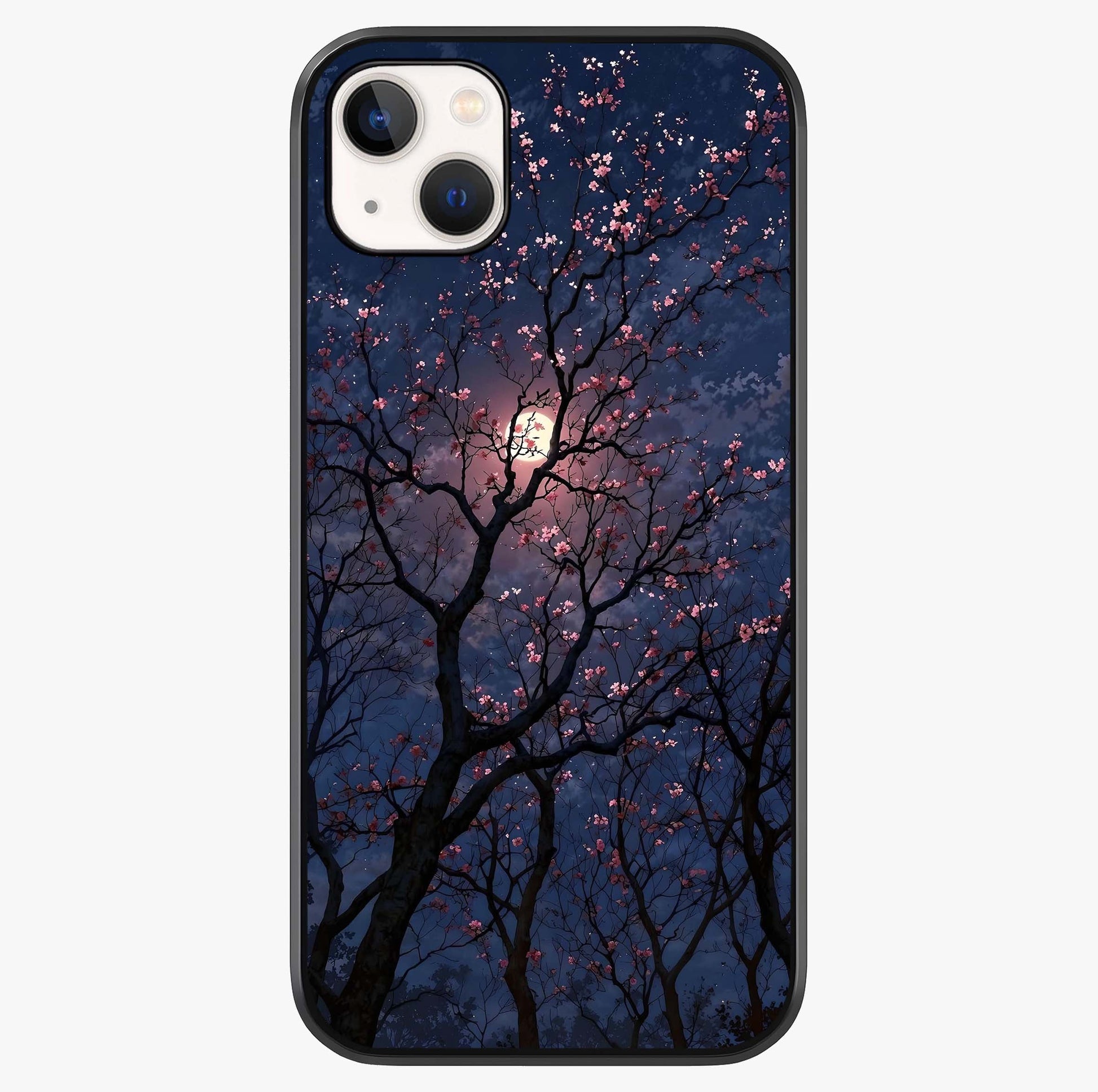 Twilight Sakura Serenade Glass Case showing full back design in clean flat view with glossy glass finish.