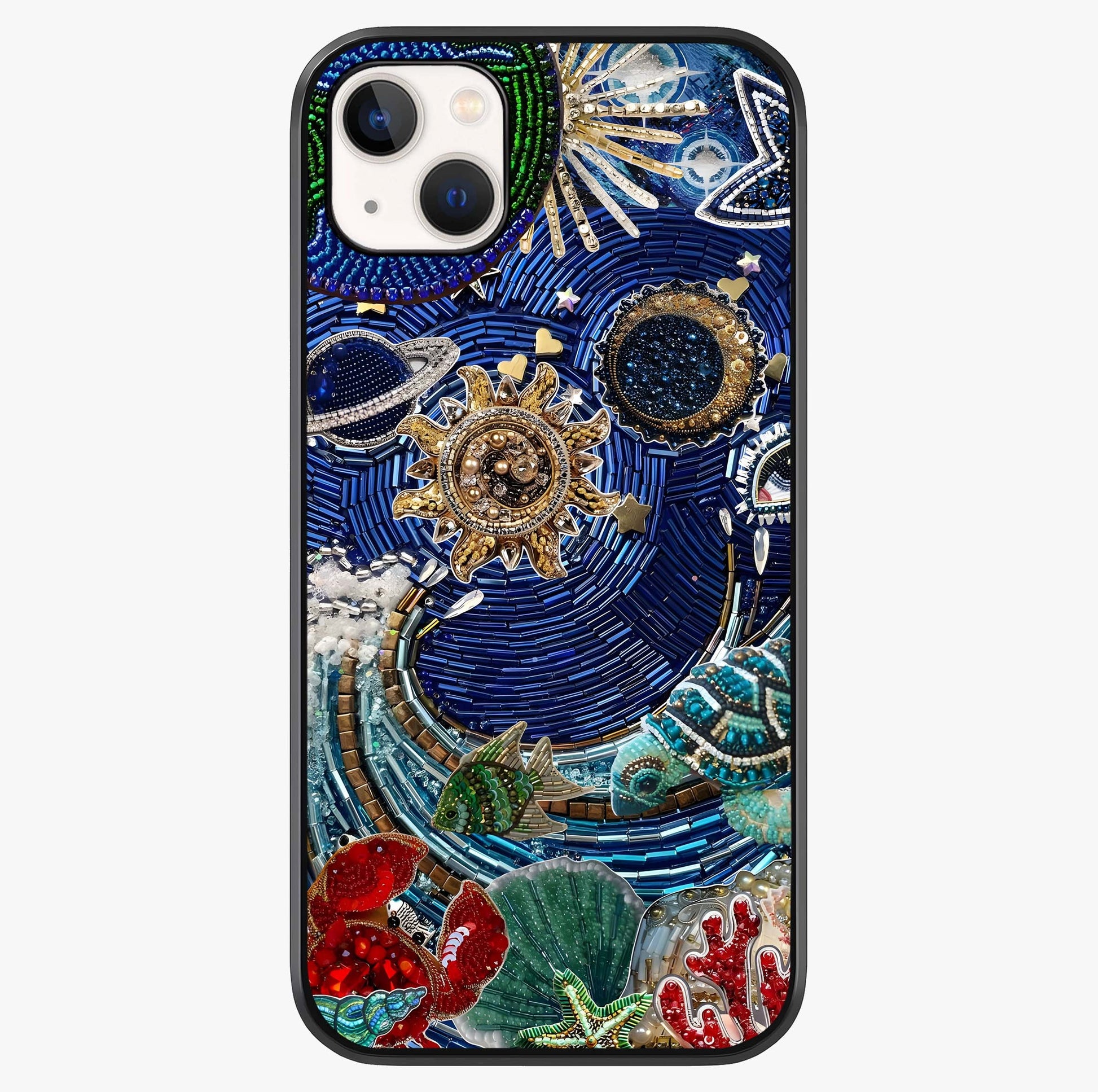 Universe Underwater Spark Glass Case showing full back design in clean flat view with glossy glass finish.