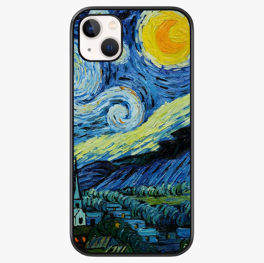 Van Gogh Art Glass Case showing full back design in clean flat view with glossy glass finish.