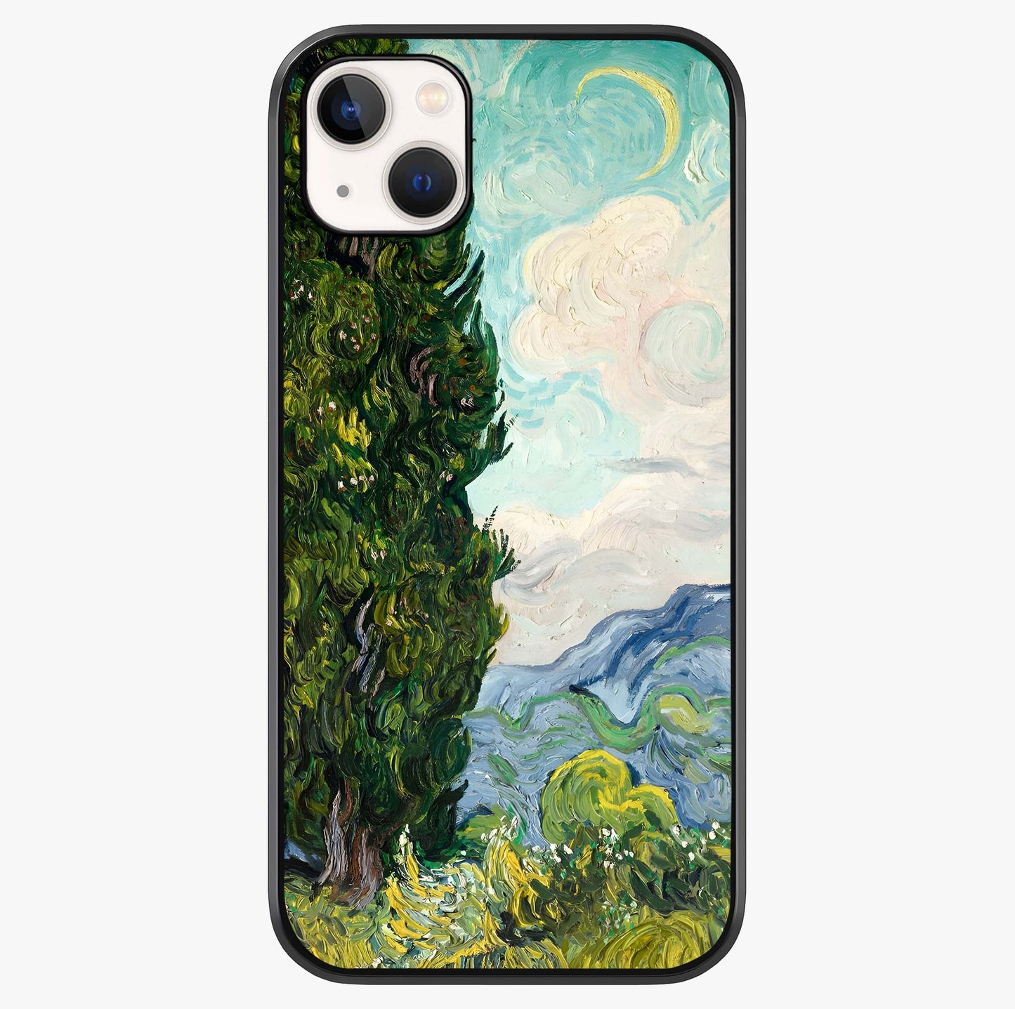Van Gogh Vintage Art Glass Case showing full back design in clean flat view with glossy glass finish.