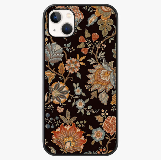 Vintage Floral Dream Glass Case showing full back design in clean flat view with glossy glass finish.