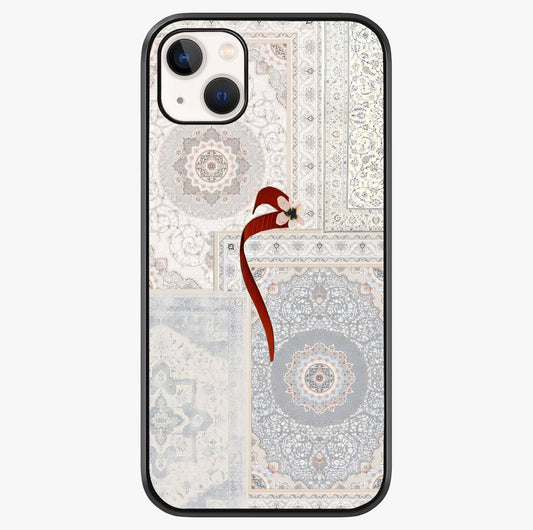 White Aesthetic Bow Glass Case showing full back design in clean flat view with glossy glass finish.