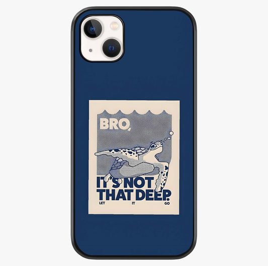 Worry Less Swim Glass Case showing full back design in clean flat view with glossy glass finish.