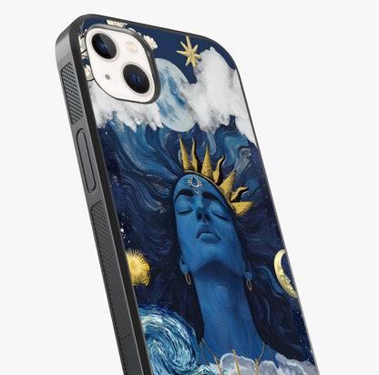 Aesthetic Lord Shiva Glass Case captured at a warm angle highlighting gloss, texture and premium glass finish.
