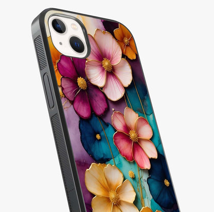 Artlyn Grace Flower Pattern Glass Case captured at a warm angle highlighting gloss, texture and premium glass finish.