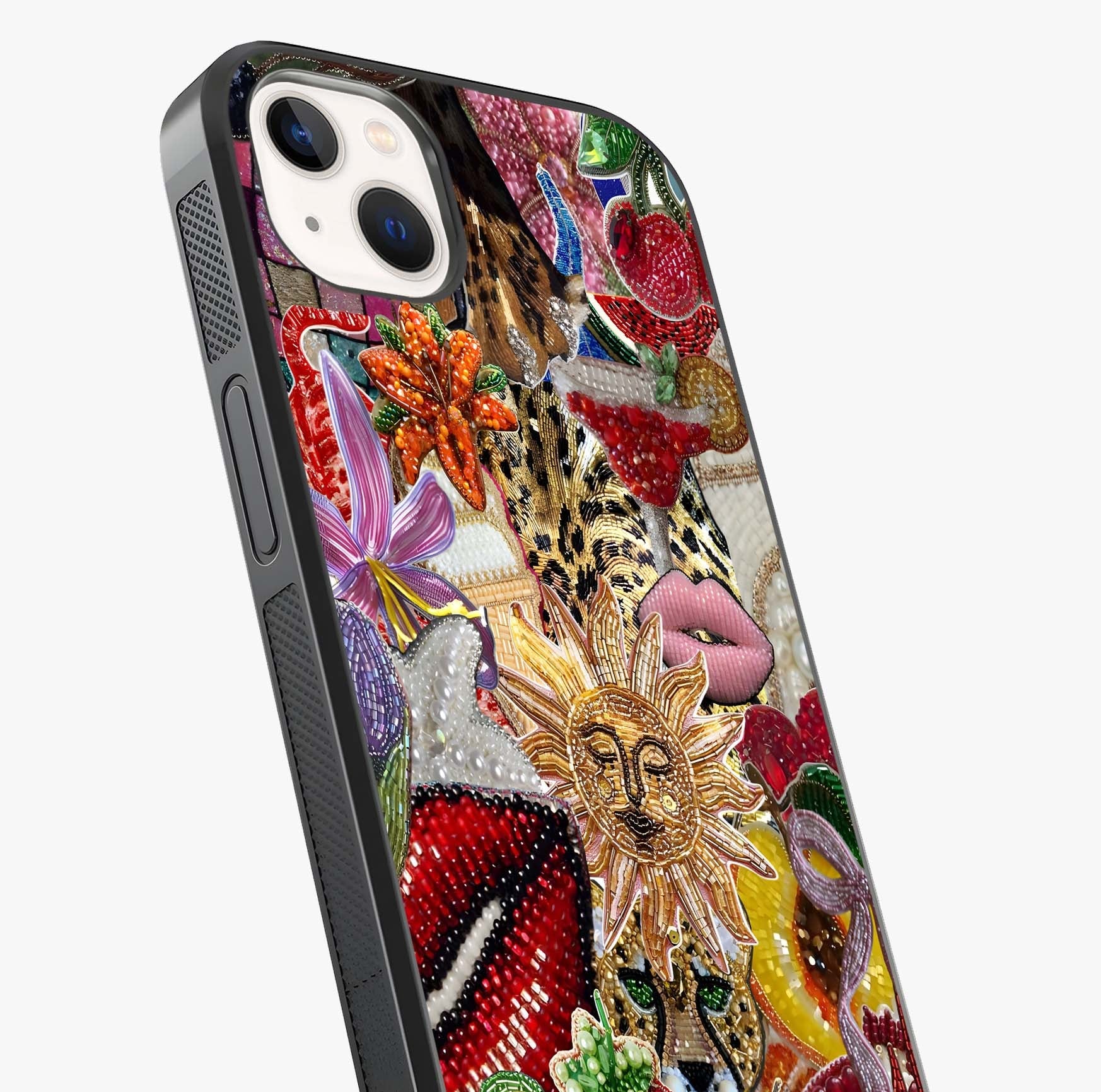 Beaded Fashion Jungle Glass Case captured at a warm angle highlighting gloss, texture and premium glass finish.