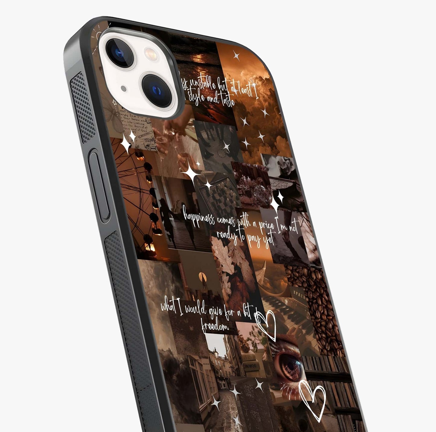 Bittersweet Aesthetic Chaos Glass Case captured at a warm angle highlighting gloss, texture and premium glass finish.