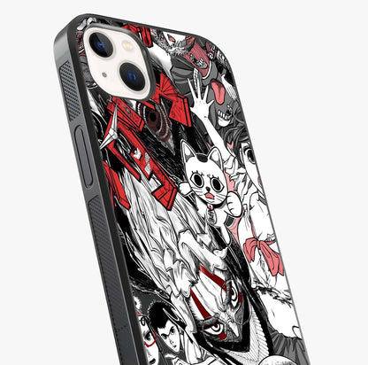 Crimson Chaos Panel Glass Case captured at a warm angle highlighting gloss, texture and premium glass finish.